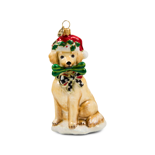 HOLIDAY GOLDEN RETRIEVER DOG GLASS ORN - 53913-2386