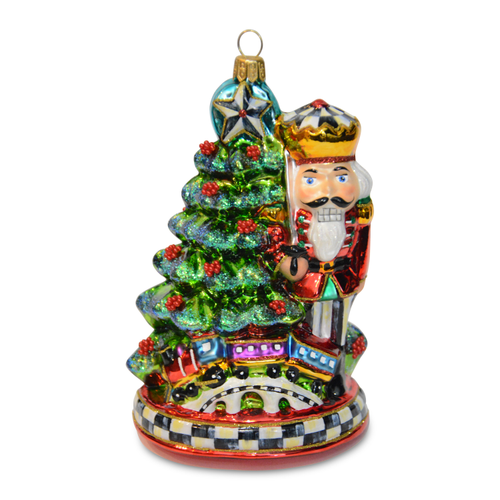 NUTCRACKER BY TREE GLASS ORN - 53913-2418