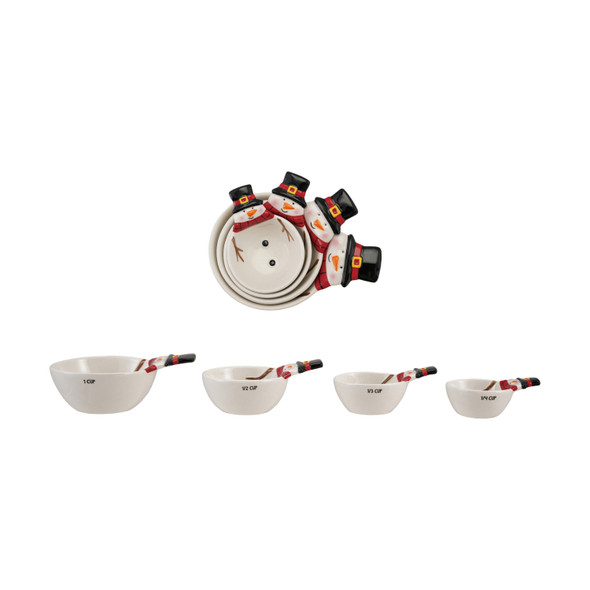 CERAMIC SNOWMAN SHAPED MEASURING CUPS - SET OF 4 - XT0915