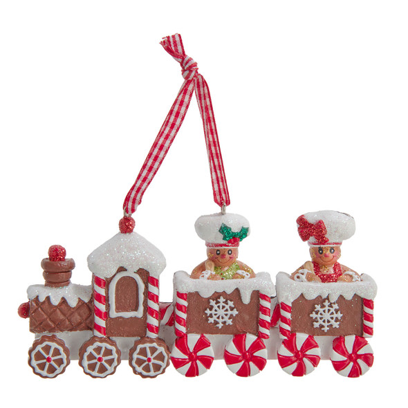 GINGERBREAD BOY AND GIRL ON TRAIN ORNAMENT - H5705