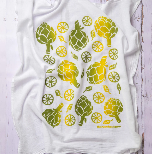 ARTICHOKES - TWO-TONE GREEN - FLOUR SACK DISH TOWEL - DTARTI-TTG