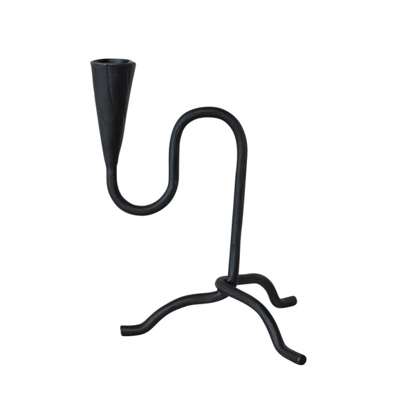 HAND-FORGED IRON TAPER HOLDER - LEFT - BLACK - XT0535
