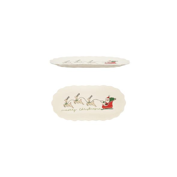 SCALLOPED PLATTER - SANTA'S SLEIGH - XT1647