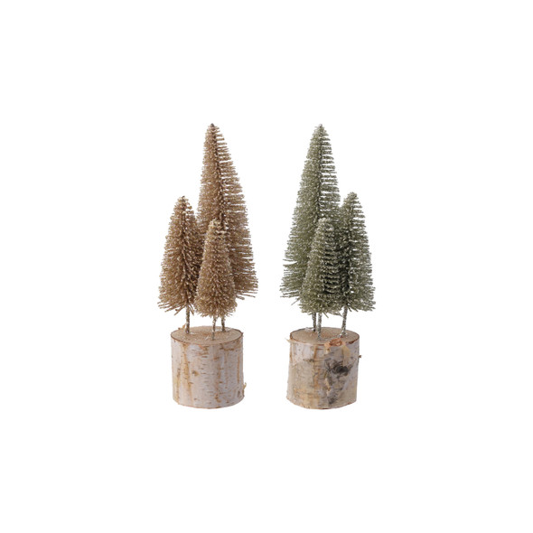 BOTTLE BRUSH TREES WITH WOOD BASE - XS8356A