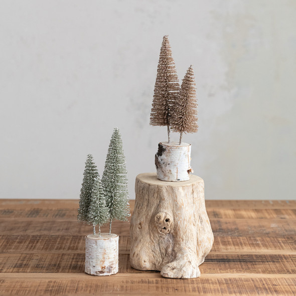 BOTTLE BRUSH TREES WITH WOOD BASE - XS8356A