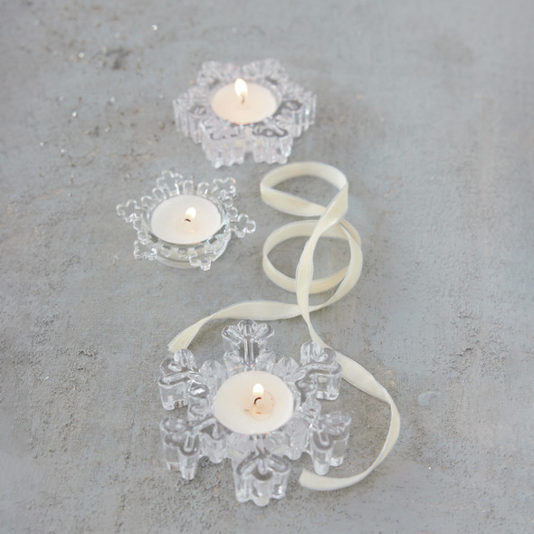 SNOWFLAKE TEALIGHT HOLDERS - SET OF 3 - XT1492