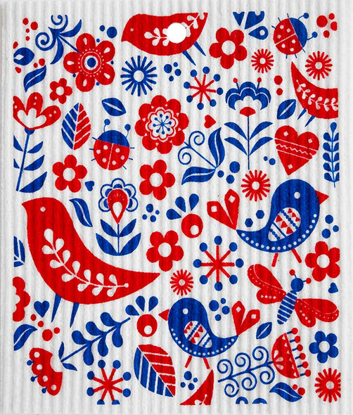 BIRDS BUGS FLOWERS - SWEDISH WASH TOWEL - 56-638