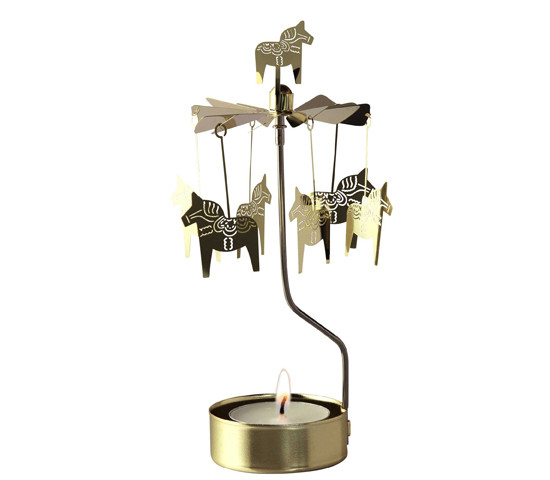 DALA HORSE - ROTARY CANDLEHOLDER - GOLD - 90-AN403G