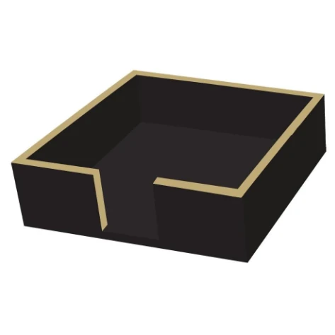 LACQUERED WOOD NAPKIN CADDY - BLACK/GOLD - BEVERAGE SIZE - 850054