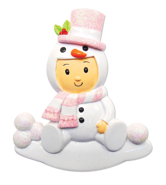 PINK HAT SNOWGIRL ORNAMENT - OR1639-P