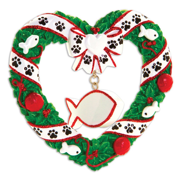 HEART WREATH CAT FISH ORNAMENT - OR1613