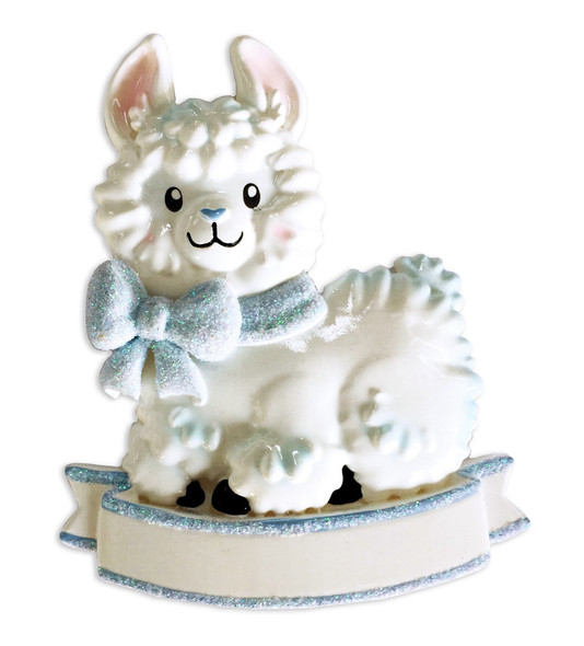 BLUE BOW LLAMA  ORNAMENT - OR1917-B