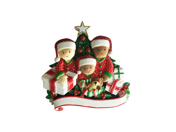 3 BIRACIAL FAM OPEN PRESENTS ORNAMENT - MR1523-3