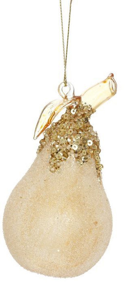 GLASS JEWELED PEAR ORNAMENT 5" - 78-99810