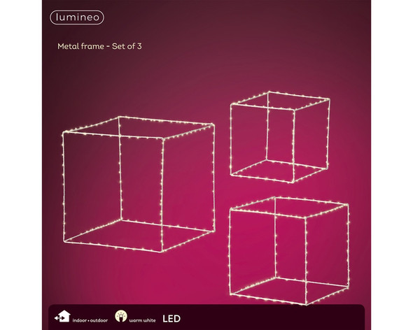 SET OF 3 METAL LED SQUARES - 780444