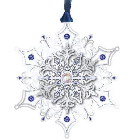 GLITTERING SILVER  SNOWFLAKE - LEAVENWORTH ENGRAVED ORNAMENT - 59463