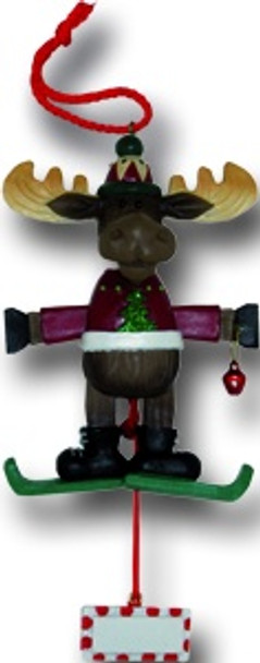 MOOSE SKIING PULL STRING ORNAMENT - 25420