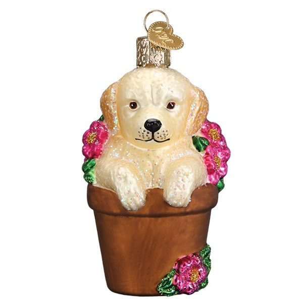 Puppy in Flower Pot by Old World Christmas 12559