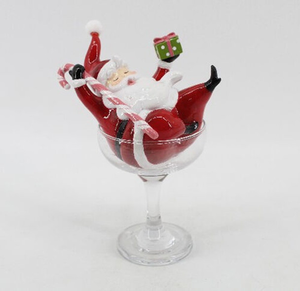 RETRO SANTA IN MARTINI GLASS - 29-29284