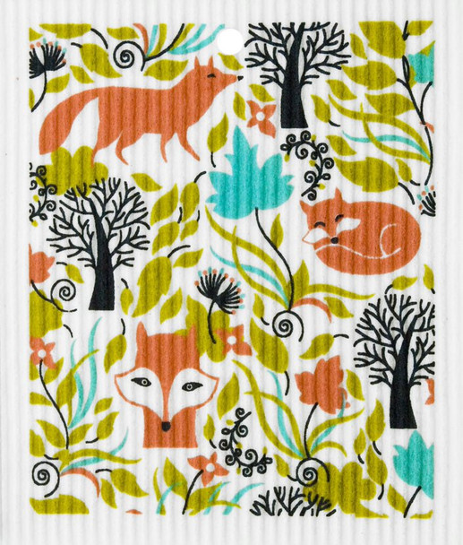 FOXES IN FOREST WASH TOWEL - 56-541