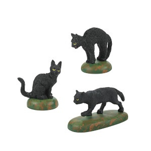 HALLOWEEN - A CLOWDER OF BLACK CATS SET OF 3 - 6007711