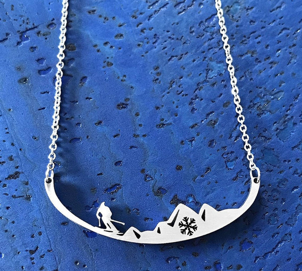 SKIER NECKLACE - STAINLESS STEEL - ITWSKI