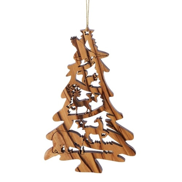 LASERCUT TREE WITH BEAR ORNAMENT - W-45