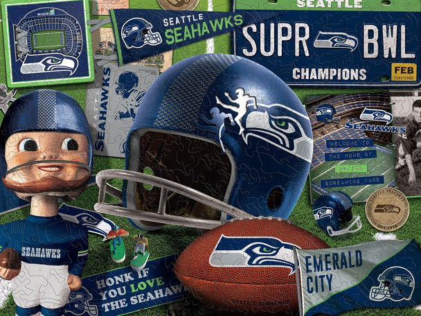 SEATTLE SEAHAWKS WOODEN RETRO SERIES PUZZLE- 0956785