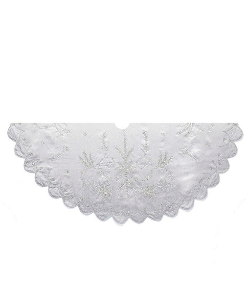 SILVER EMBROIDERED TREE SKIRT - TS0158