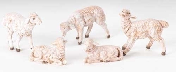 WHITE SHEEP SET OF 5 FIGURES - 72539