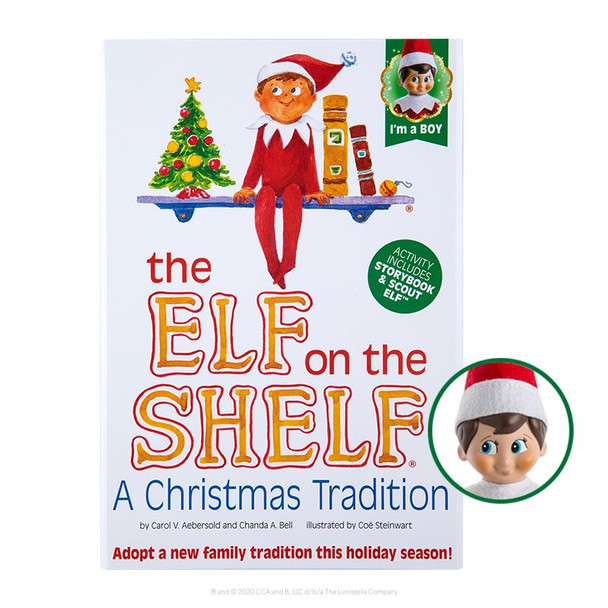 BOY ELF ON SHELF W/BOOK - LIGHT TONE - EOTBOYL3