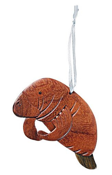 WOODEN MANATEE ORNAMENT - ORN1124