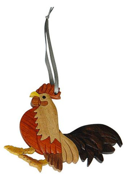 WOODEN ROOSTER ORNAMENT - ORN1089