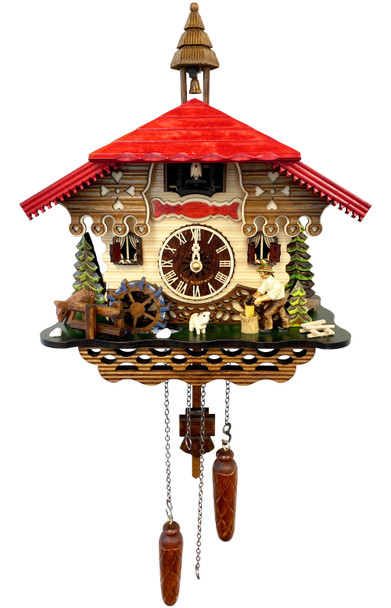 WOODCUTTER AND DOG CHALET CUCKOO CLOCK - 4501QM