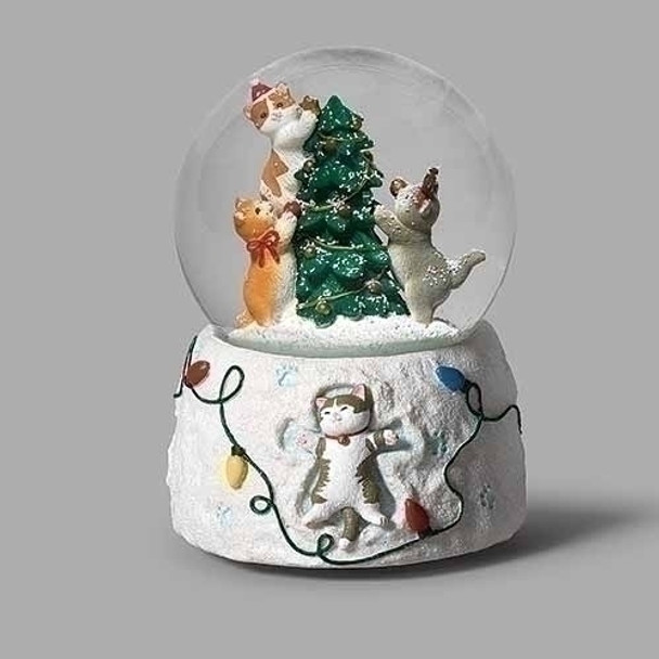 MUSICAL KITTENS WITH TREE WATER GLOBE - 135296