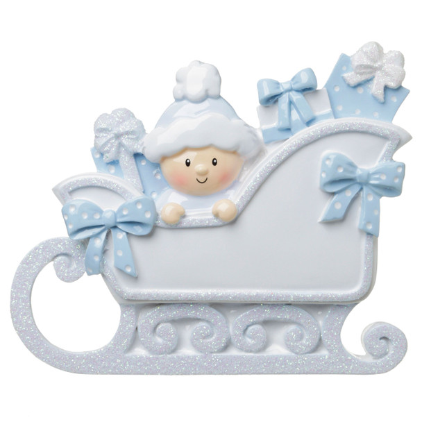 BABY BOY IN SLEIGH - OR1649-B