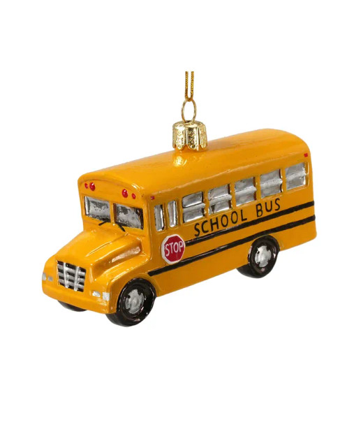 SCHOOL BUS GLASS ORN - C4374