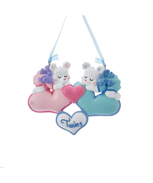 TWIN BOY/GIRL BEARS HEART ORN - H5149GB