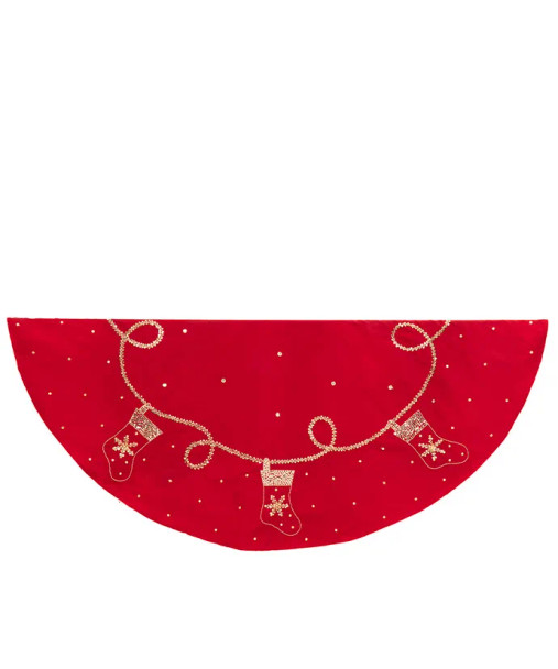 RED/GOLD STOCKING SEQUIN TREE SKIRT - TS0266