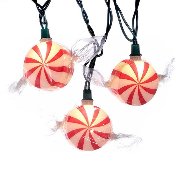 RED PEPPERMINT CANDY LIGHT SET - UL0632