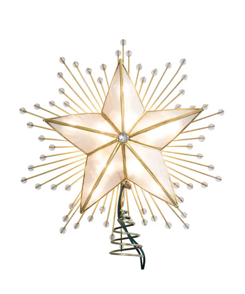 LIT CAPIZ STAR W/RAYS TREETOPPER - UL3073