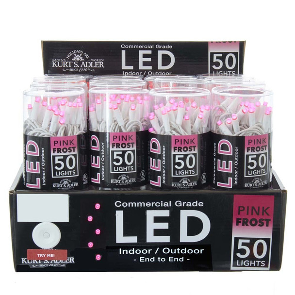 PINK FROSTED LED/WHITE WIRE