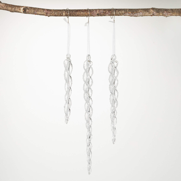 TWISTED GLASS ICICLE ORNAMENTS - OR10583