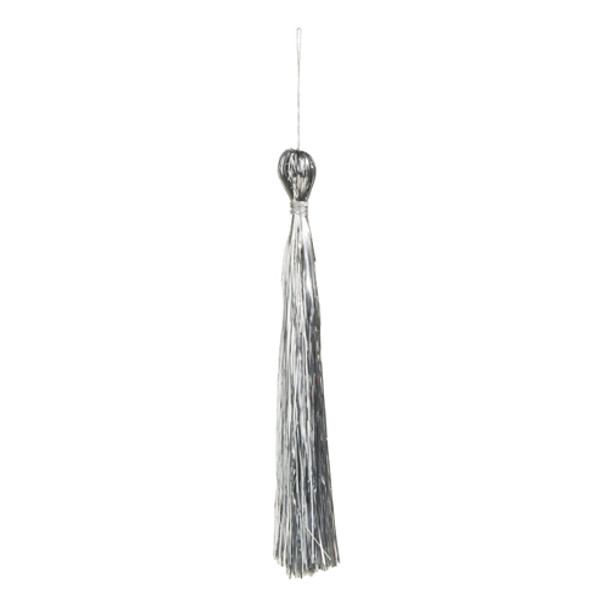 8.5" SILVER TINSEL TASSEL ORNAMENT - 4371822