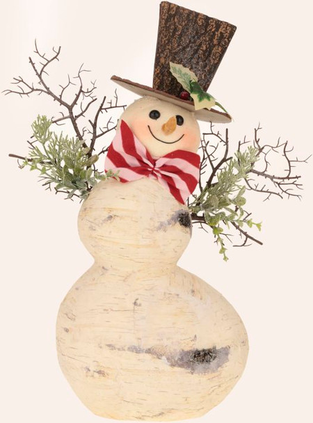 SNOWMAN WITH PEPPERMINT BOW LG 17" - 35-34942