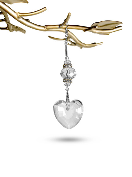 HANGING CRYSTAL HEART 5" - H118