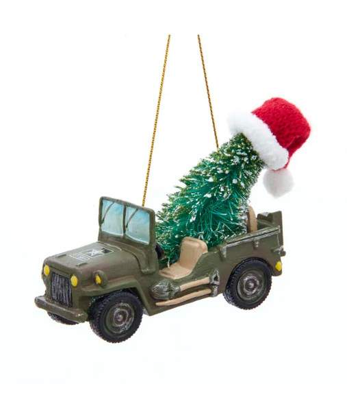 ARMY VEHICLE WITH CHRISTMAS TREE ORNAMENT - AM2192