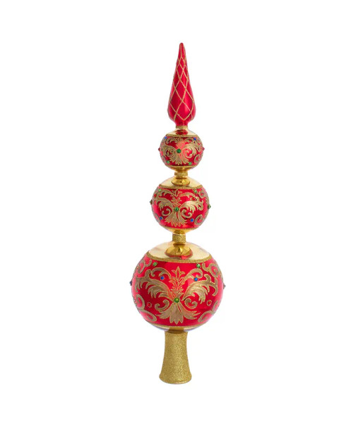 15.75" GLASS RED AND GOLD TREETOP - BELL0019