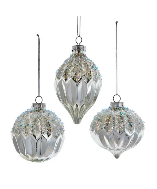 SILVER GLITTER ORNAMENT - GG1016