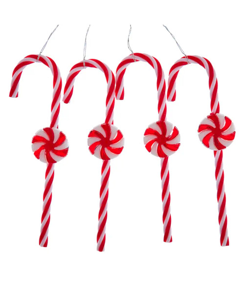 CANDY CANE AND PEPPERMINT ORNAMENT SET OF 4 - H0749
